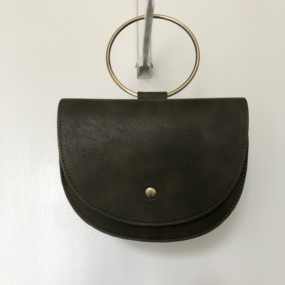 Anthropologie metal handle halfmoon bag